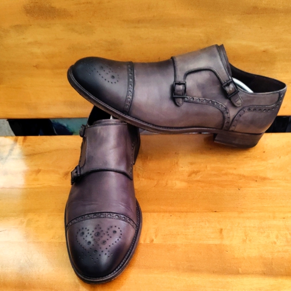 Magnanni Distressed Two Tone brown Double Monk Strap. Size 13